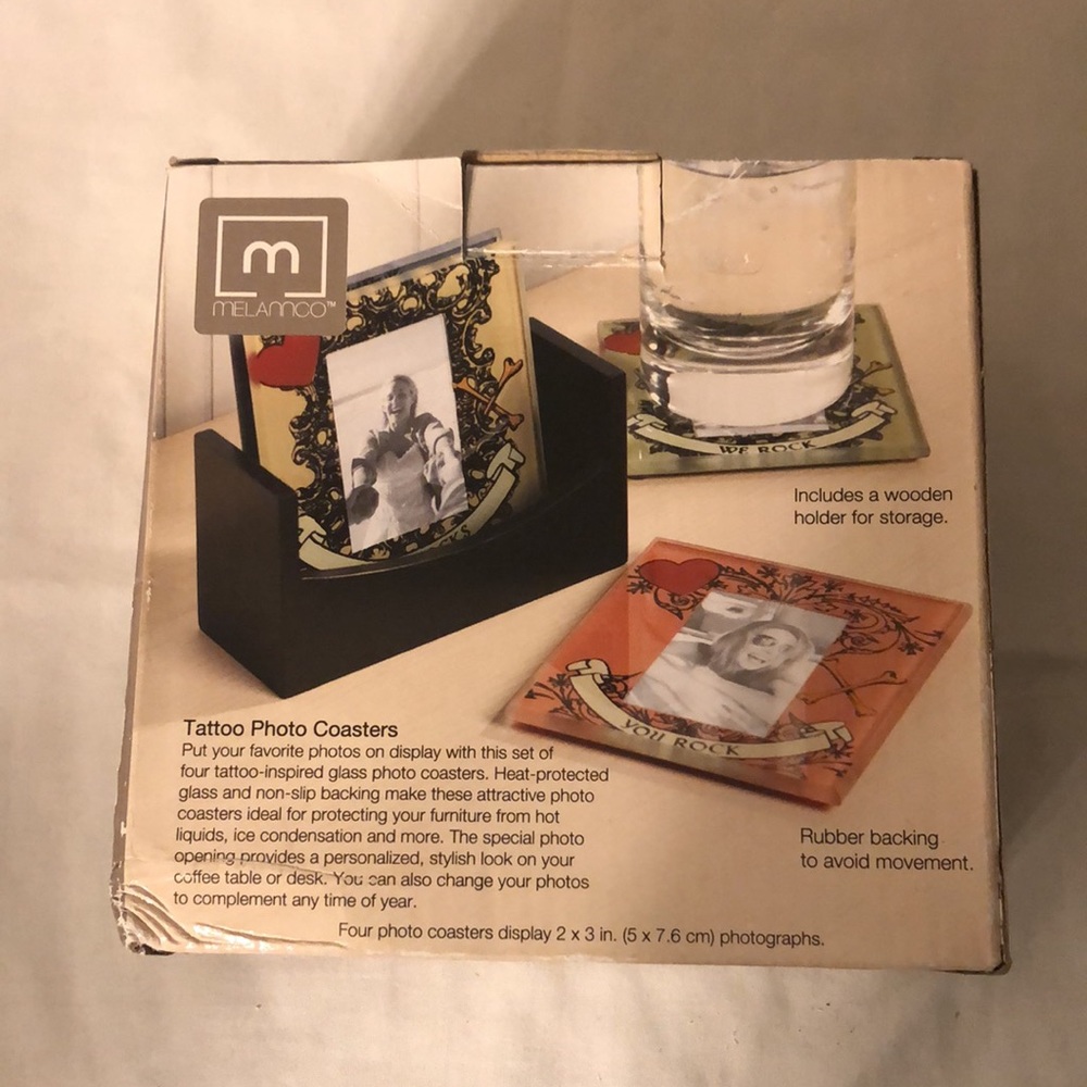 4pc Set Glass Photo Coaster Set - Picture 4 of 11
